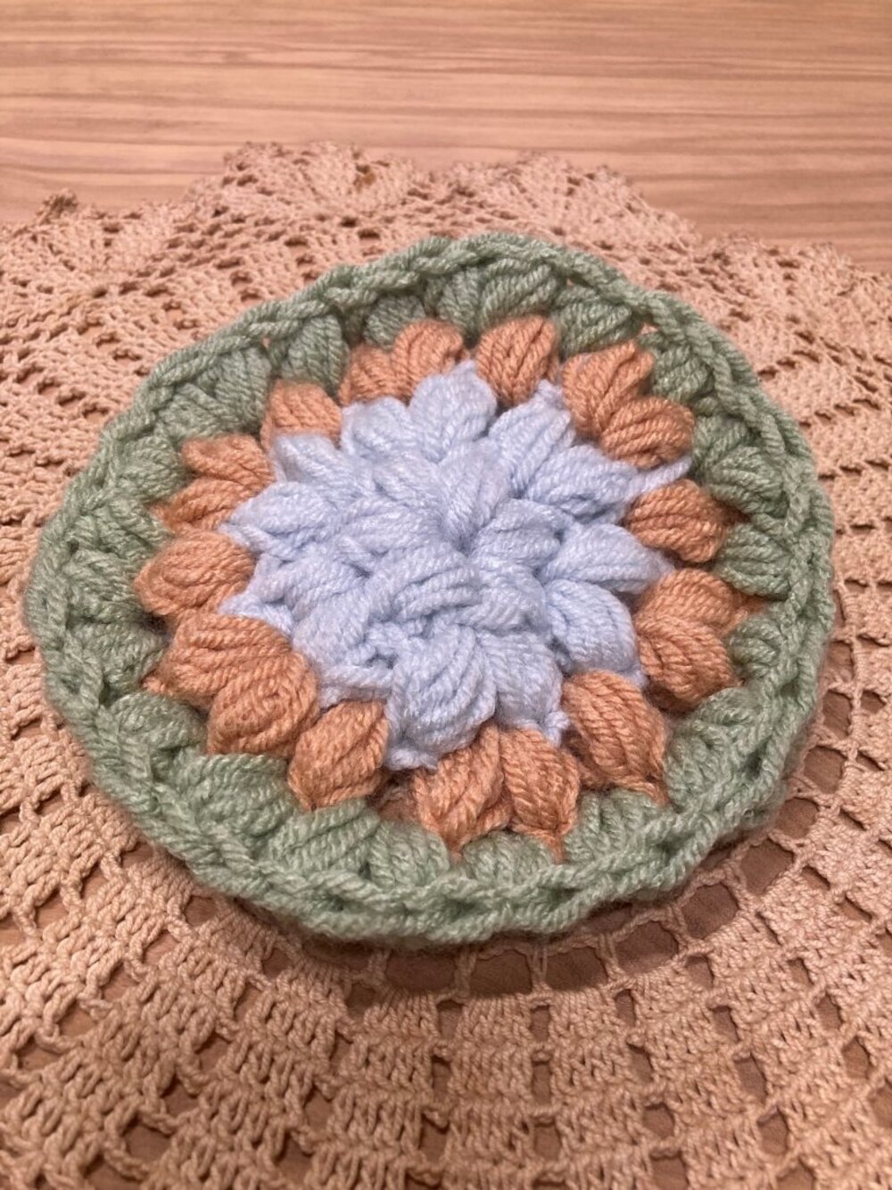 Handmade Crochet Reusable Facial Scrubs Set of 2 Soft Puff Stitch with Handles - Picture 4 of 7